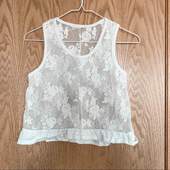 White Lace Crop Top - Picture 2 of 4